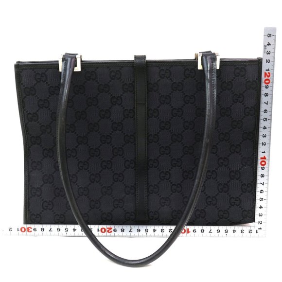 Auth Gucci Tote Bag Black Canvas #4880G69 - Picture 2 of 9